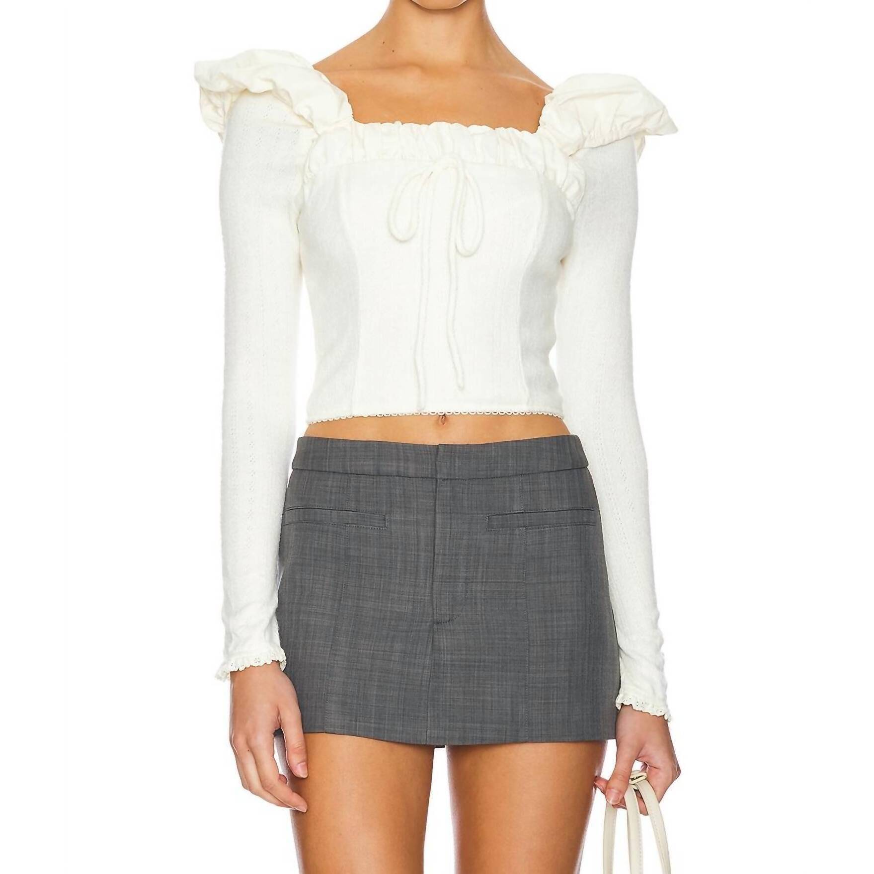 New For Love & Lemons Aliyah Pointelle Top In Cream